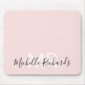 Modern elegant blush roze monogram script muismat (Voorkant)