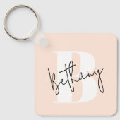 Modern Elegant Blush Roze Monogram Sleutelhanger (Voorkant)