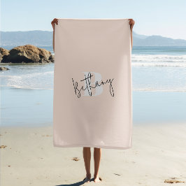 Modern Elegant Blush Roze Monogram Strandlaken