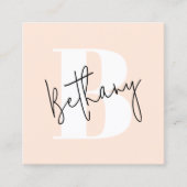 Modern Elegant Blush Roze Monogram Vierkante Visitekaartje (Voorkant)