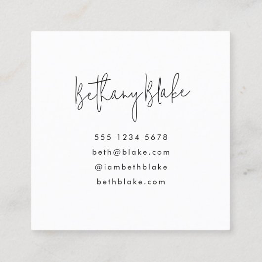 Modern Elegant Blush Roze Monogram Vierkante Visitekaartje (Achterkant)