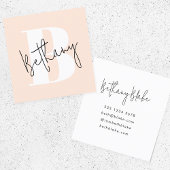 Modern Elegant Blush Roze Monogram Vierkante Visitekaartje