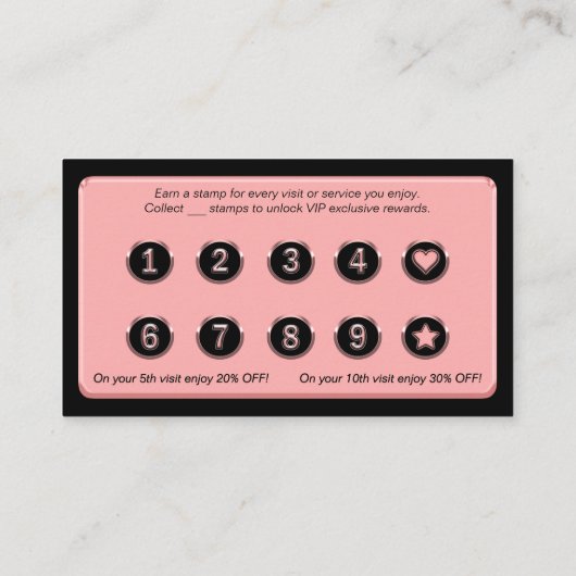 Modern Elegant Blush Roze Salon Logo Client Reward Klantenkaartje (Achterkant)