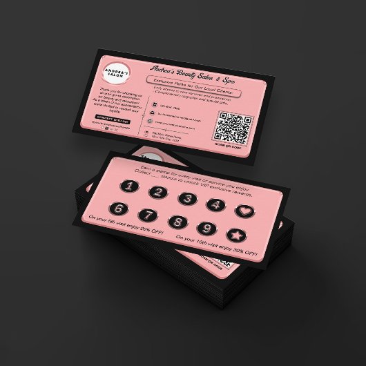 Modern Elegant Blush Roze Salon Logo Client Reward Klantenkaartje