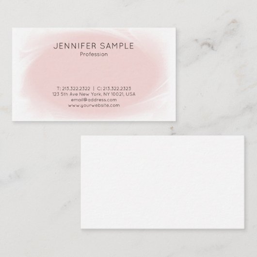 Modern elegant Blush roze, stijlvol design rendy Visitekaartje (Voorkant / Achterkant)