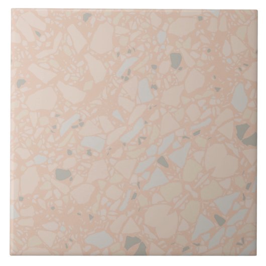 Modern Elegant Blush Roze Terrazzo Effect Tegel Tegeltje (Voorkant)