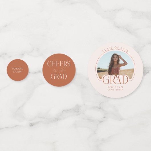 Modern Elegant Blush Terracotta Custom Afstuderen Confetti (Achterkanten)