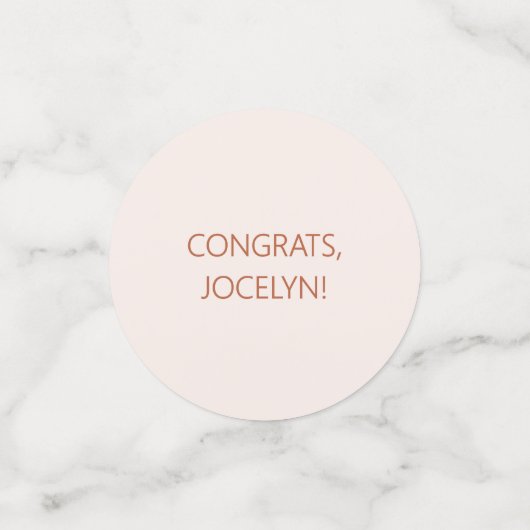 Modern Elegant Blush Terracotta Custom Afstuderen Confetti (Kleine voorkant)