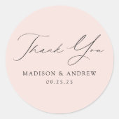 Modern Elegant Blush Wedding Bedankt Ronde Sticker (Voorkant)
