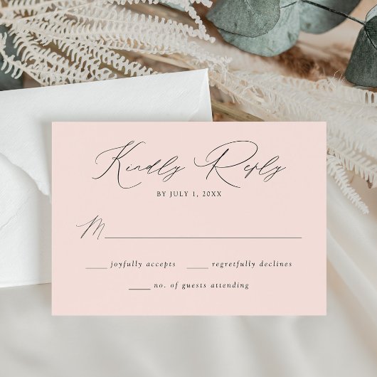 Modern Elegant Blush Wedding RSVP Kaartje