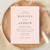Modern Elegant Blush Wedding Uitnodiging Briefkaart