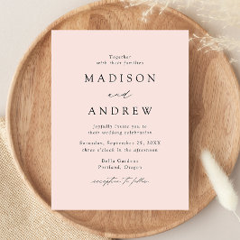 Modern Elegant Blush Wedding Uitnodiging Briefkaart