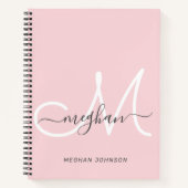 Modern elegant Blush White Script Monogram Notitieboek (Voorkant)