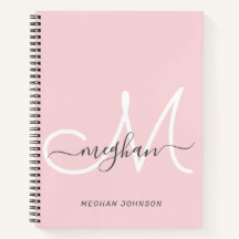 Modern elegant Blush White Script Monogram