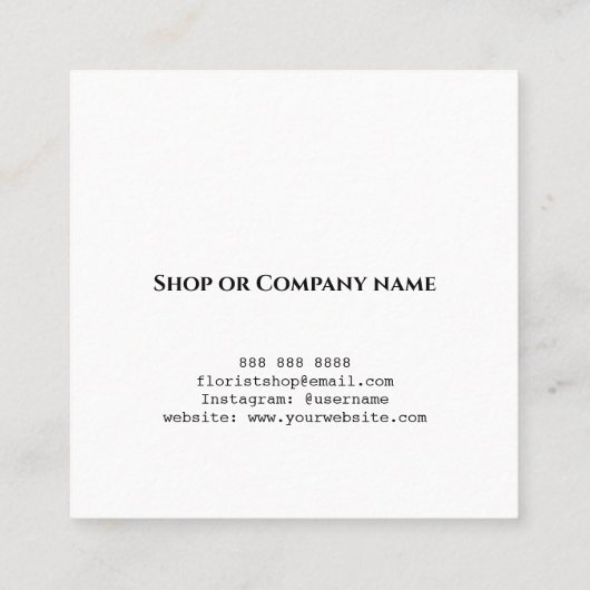 Modern Elegant Boeket Bloemist Vierkante Visitekaartje (Achterkant)