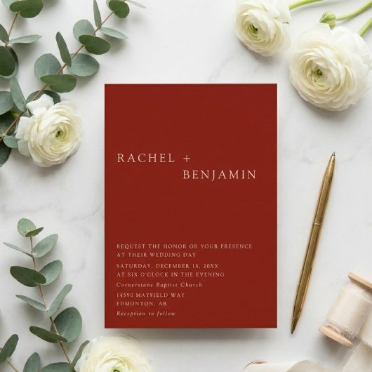 Modern Elegant Bohemian Terracotta Wedding Invita Kaart