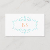 Modern Elegant Boho Blauw Lijst Monogram Visitekaartje (Voorkant)