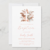 Modern Elegant Boho Bloemen Doop Kaart (Voorkant)