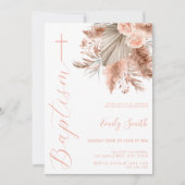 Modern Elegant Boho Bloemen Doop Kaart (Voorkant)