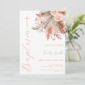 Modern Elegant Boho Bloemen Doop Kaart (Staand voorkant)