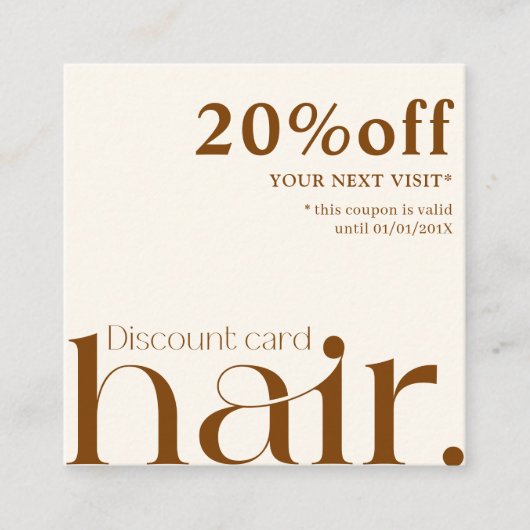 Modern Elegant Boho Brown Beauty Korting Kaart (Voorkant)