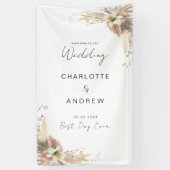 Modern, elegant boho bruiloft spandoek (Verticaal)