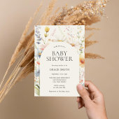 Modern Elegant Boho Floral Baby shower Kaart