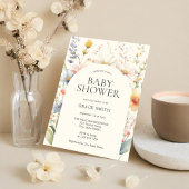Modern Elegant Boho Floral Baby shower Kaart