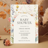 Modern Elegant Boho Floral Baby shower Kaart