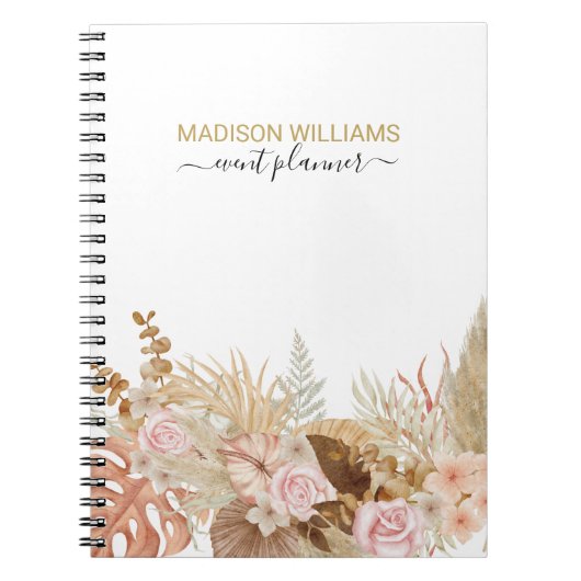 Modern Elegant Boho Floral Professional Business Notitieboek (Voorkant)