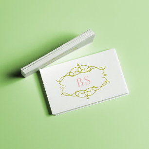 Modern Elegant Boho Groen Lijst Monogram Visitekaartje
