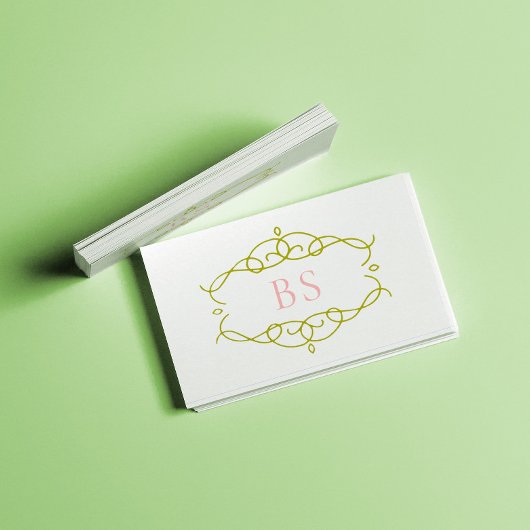 Modern Elegant Boho Groen Lijst Monogram Visitekaartje