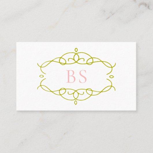 Modern Elegant Boho Groen Lijst Monogram Visitekaartje (Voorkant)