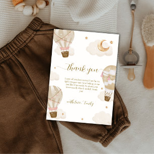 Modern Elegant Boho Hete Luchtballon Baby shower Bedankkaart