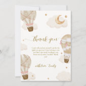 Modern Elegant Boho Hete Luchtballon Baby shower Bedankkaart (Voorkant)