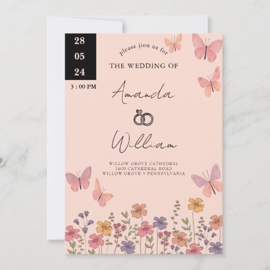 Modern Elegant Boho Natuur Wildflower Wedding Kaart (Voorkant)