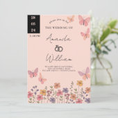 Modern Elegant Boho Natuur Wildflower Wedding Kaart (Staand voorkant)
