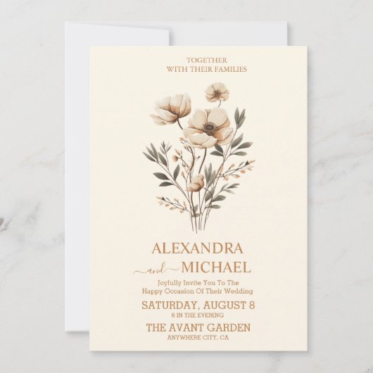 Modern Elegant Boho Natuur Wildflower Wedding Kaart (Voorkant)