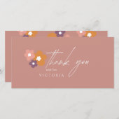 Modern Elegant Boho Roos Script Floral Bedankkaart (Voorkant / Achterkant)