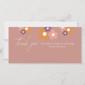 Modern Elegant Boho Roos Script Floral Bedankkaart (Achterkant)