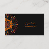 Modern Elegant Boho Sinaasappel Black Mandala Visitekaartje (Voorkant)