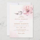 Modern Elegant Boho Stoffig Roze Rose Bloemen Brui Kaart (Voorkant)