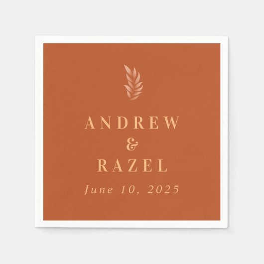 Modern Elegant Boho Wedding Leaves Servet (Voorkant)