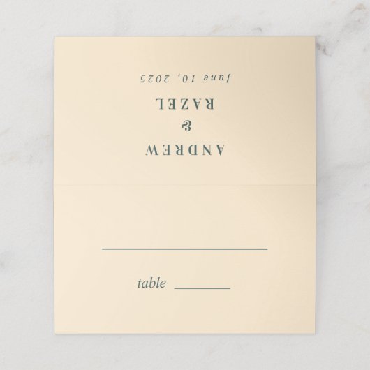 Modern Elegant Boho Wedding Typography Seat Plaatskaartje (Buitenkant ongevouwen)
