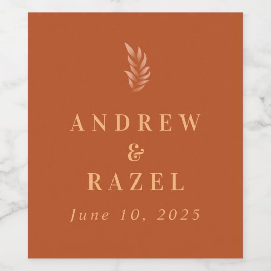 Modern Elegant Boho Wedding Wijn Etiket (Enkel label)