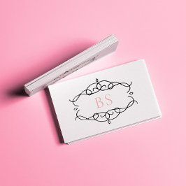 Modern Elegant Boho Zwart Lijst Monogram Visitekaartje