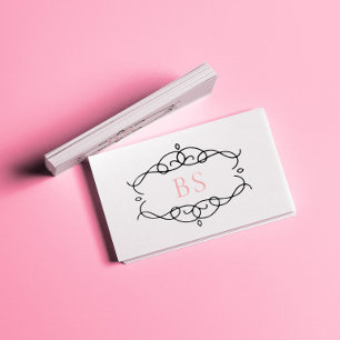 Modern Elegant Boho Zwart Lijst Monogram Visitekaartje