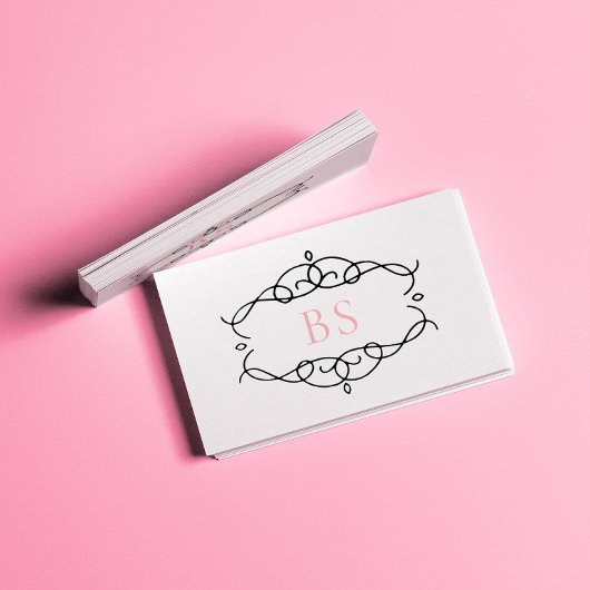 Modern Elegant Boho Zwart Lijst Monogram Visitekaartje