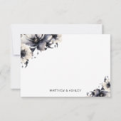 Modern Elegant Boho Zwart Wit Bloemen Bruiloft Bedankkaart (Achterkant)