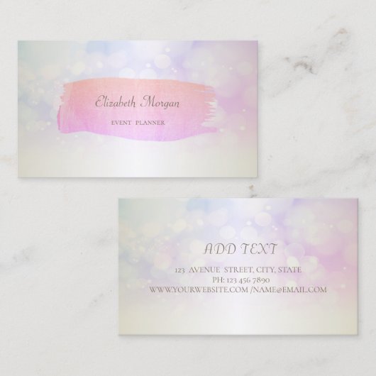 Modern Elegant Bokeh, Gold Brush Stroke Visitekaartje (Voorkant / Achterkant)